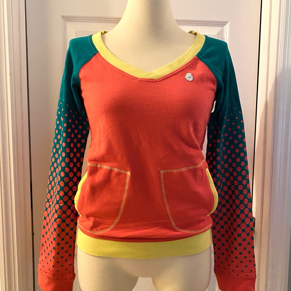 Kid Robot Colorful V-Neck Sweatshirt with Polka Dot Sleeves